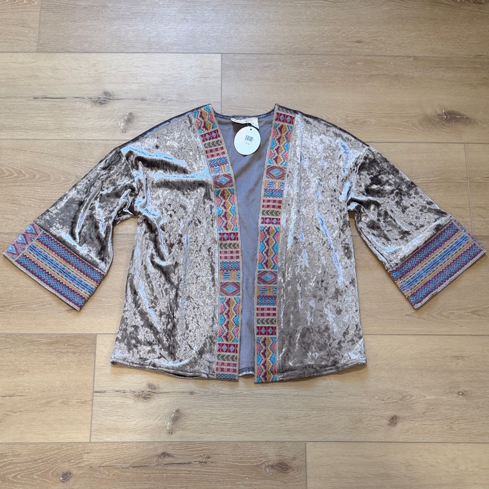 NWT Savanna Jane Velvet Embroidered Top
